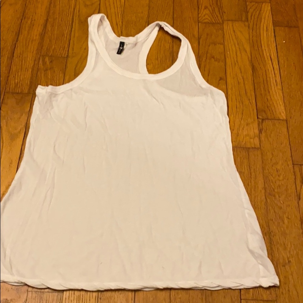 7 For All Mankind White Racerback Tank Top